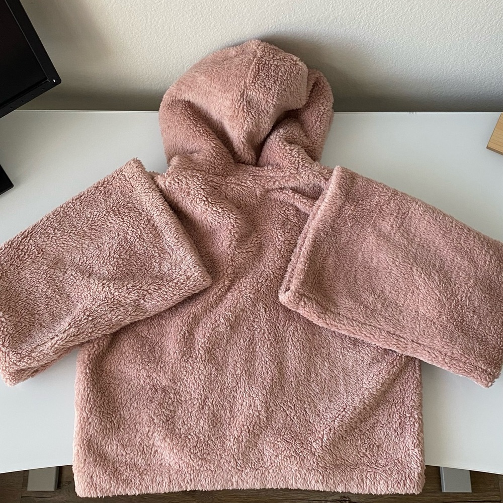 Express Cropped Dusty Pink Teddy Jacket - Picture 5 of 5